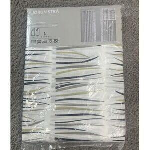 IKEA Jorun Stra Curtain Panels White Green Brown Neutral 57 X 98 NEW 2 PCS